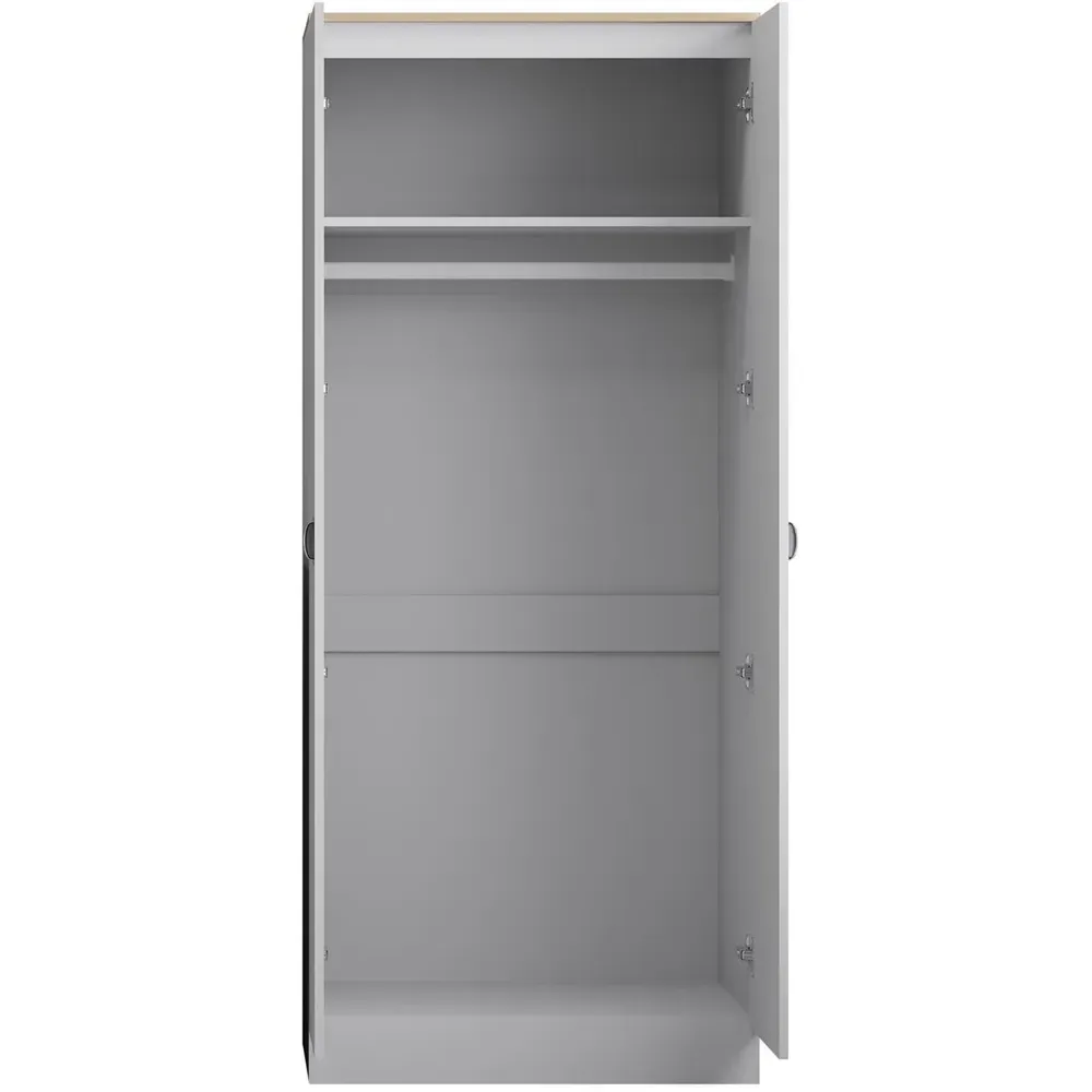 Esher 2 Door Wardrobe - White, Oak
