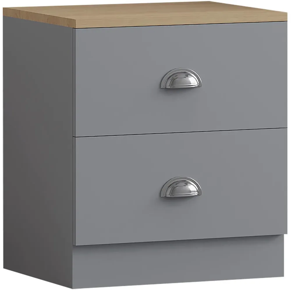 Esher 2 Drawer Bedside Table - Grey, Oak