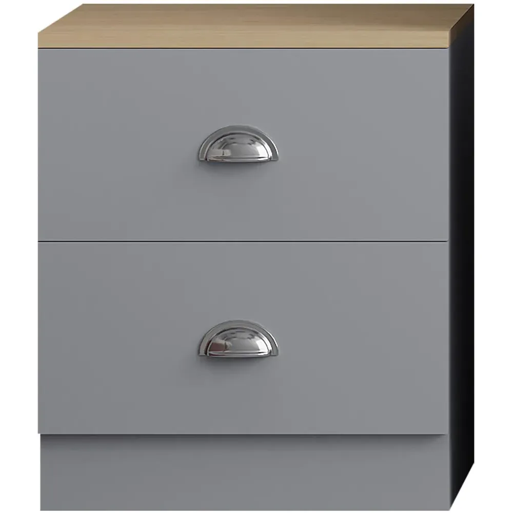 Esher 2 Drawer Bedside Table - Grey, Oak