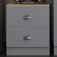 Esher 2 Drawer Bedside Table - Grey, Oak