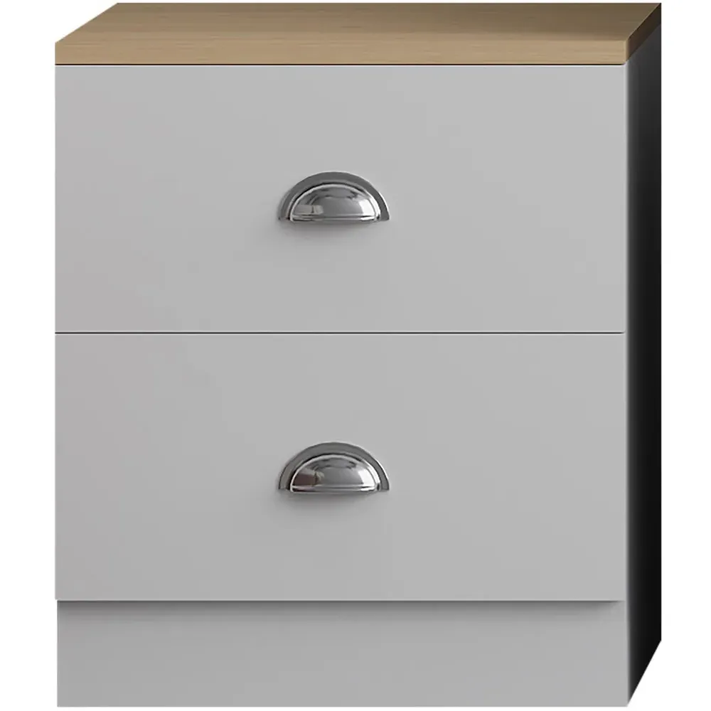 Esher 2 Drawer Bedside Table - White, Oak