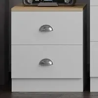 Esher 2 Drawer Bedside Table - White, Oak