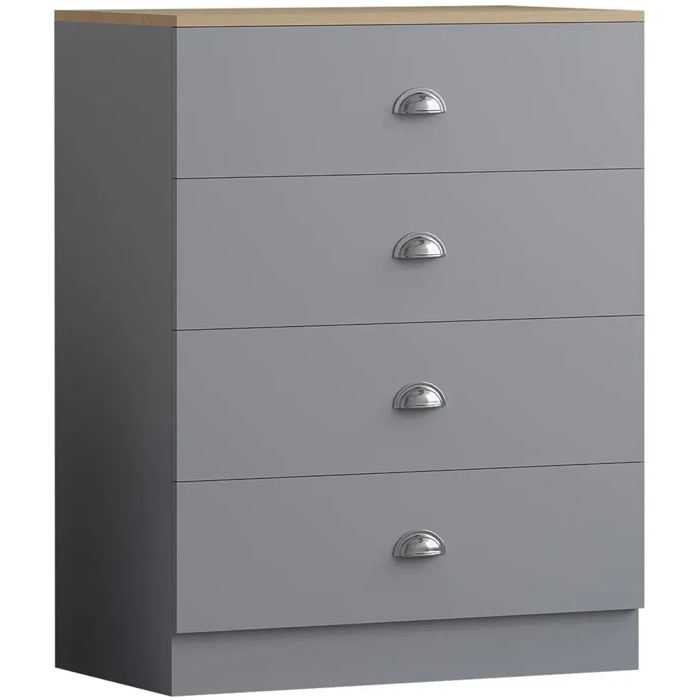 Esher 3 Piece Bedroom Furniture Set - Grey, Oak