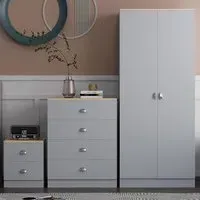 Esher 3 Piece Bedroom Furniture Set - Grey, Oak