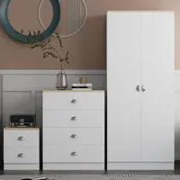 Esher 3 Piece Bedroom Furniture Set - White, Oak