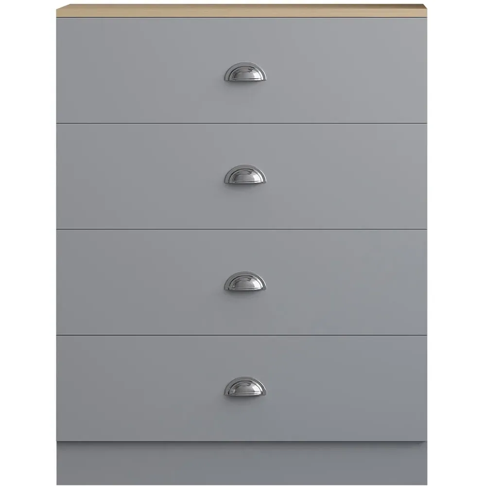 Esher 4 Drawer Chest of Drawers - Grey, Oak