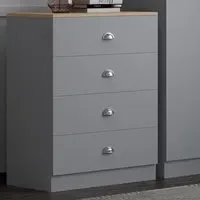 Esher 4 Drawer Chest of Drawers - Grey, Oak