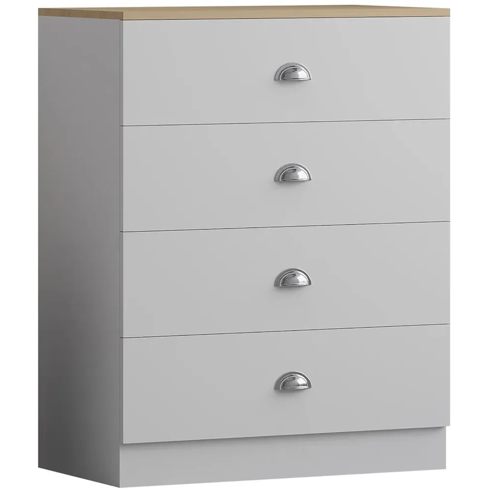 Esher 4 Drawer Chest of Drawers - White, Oak