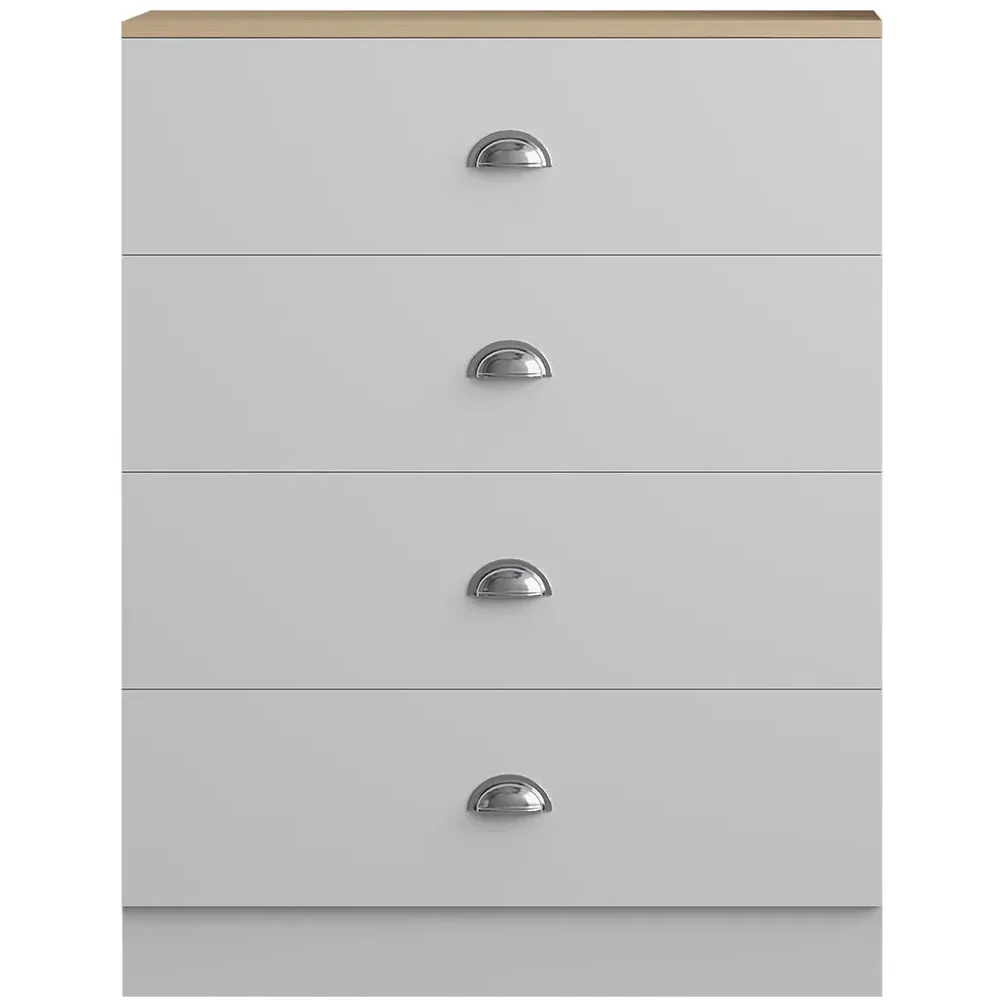 Esher 4 Drawer Chest of Drawers - White, Oak
