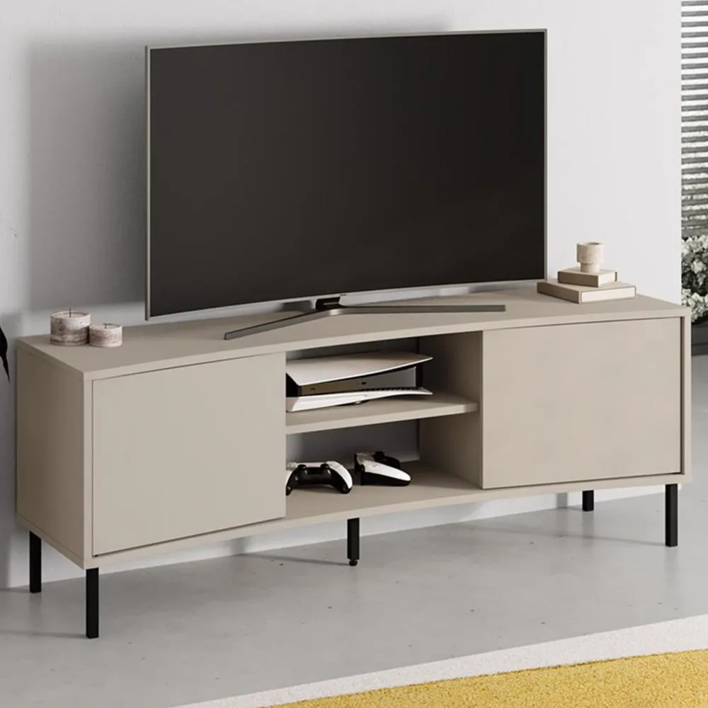 Frem 2 Door Curved TV Stand Unit - Cream image