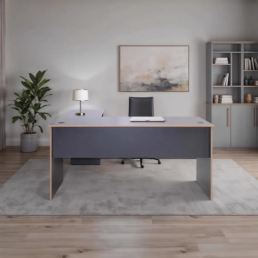 L-Shape Corner Study Desk - Grey, Oak