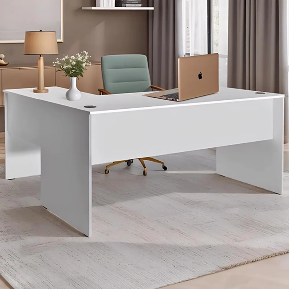L-Shape Corner Study Desk - White