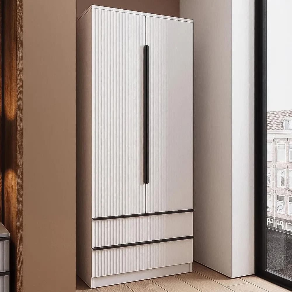 Lania 2 Door 2 Drawer Combination Wardrobe - White
