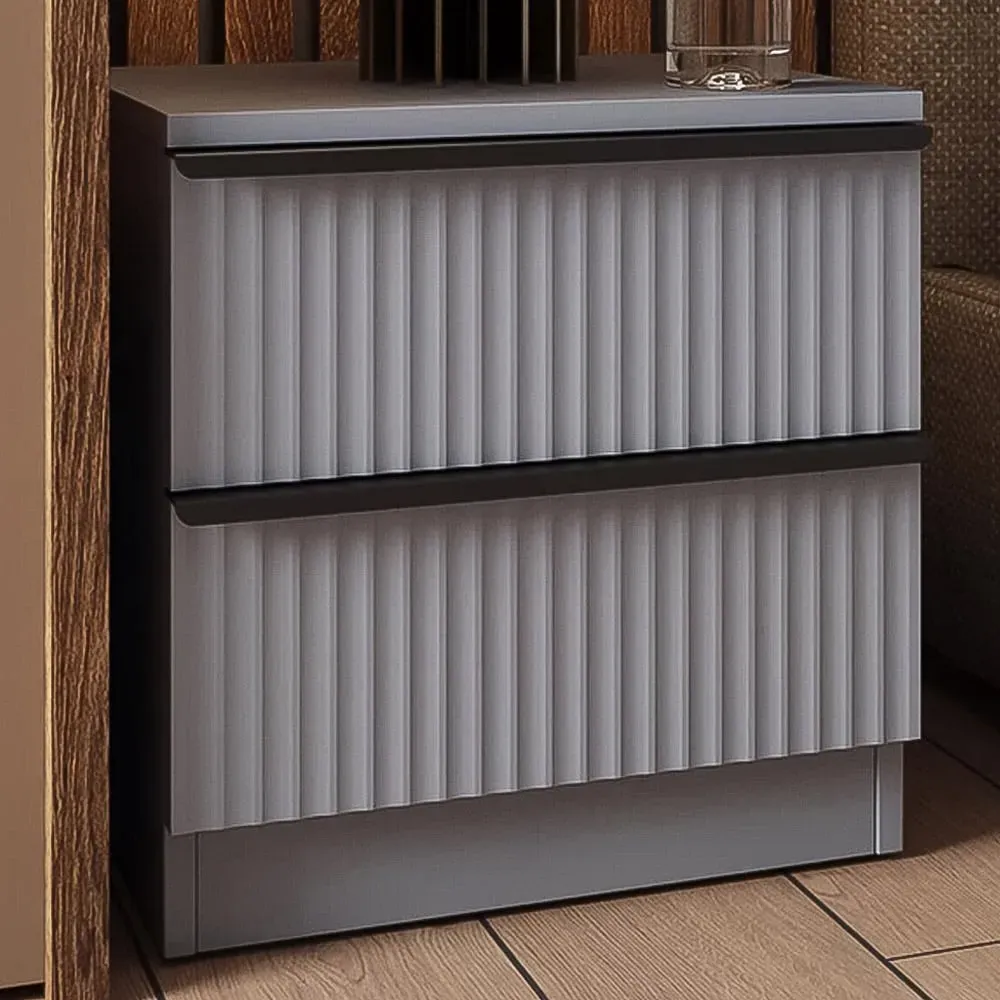 Lania 2 Drawer Bedside Table - Grey