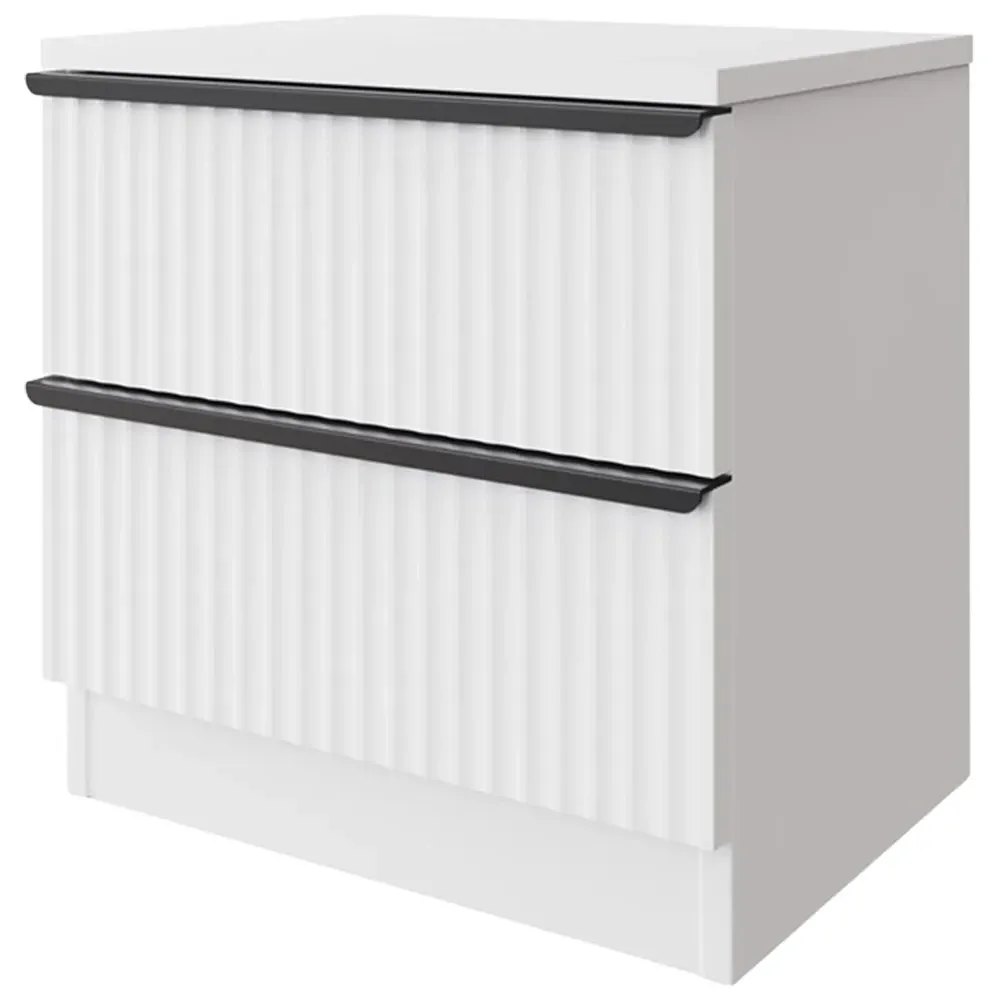 Lania 2 Drawer Scalloped Bedside Chest - White