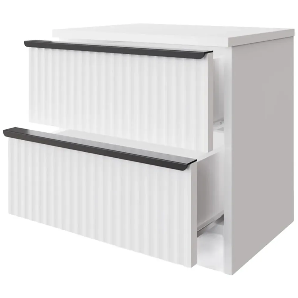 Lania 2 Drawer Scalloped Bedside Chest - White