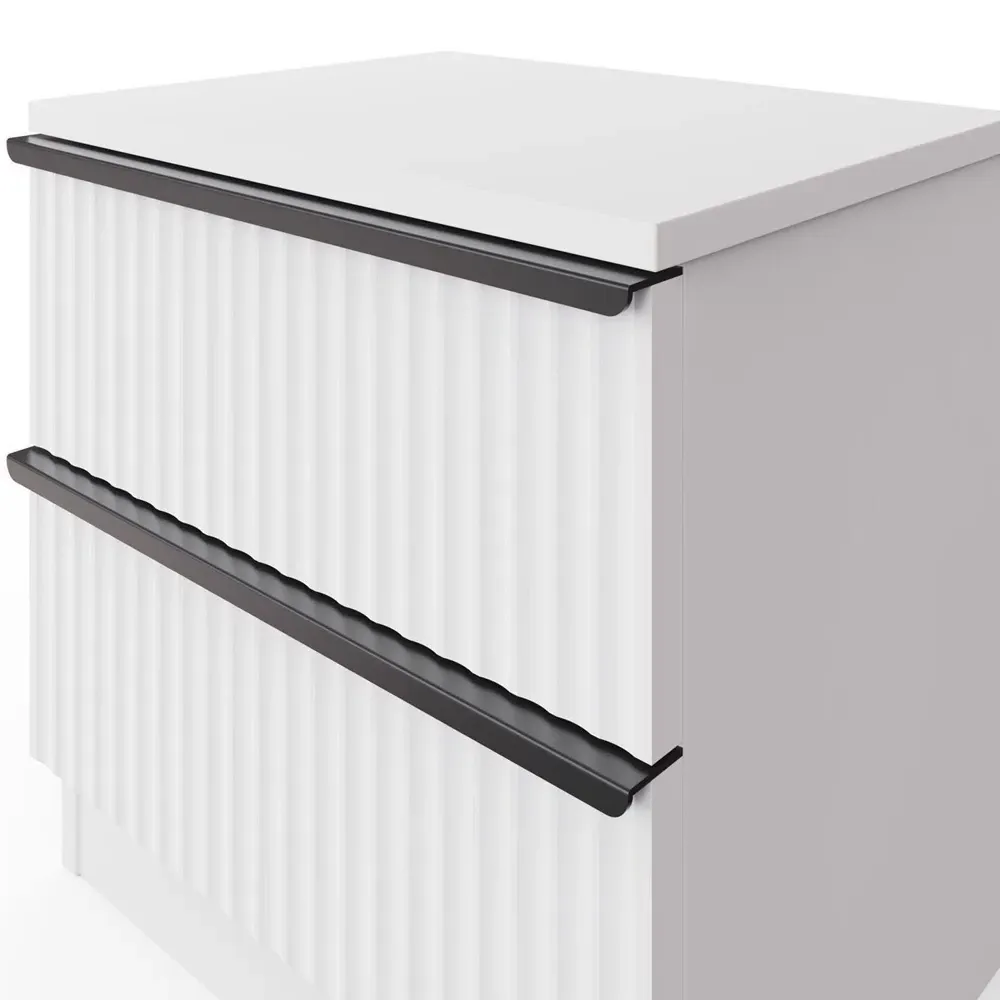 Lania 2 Drawer Scalloped Bedside Chest - White