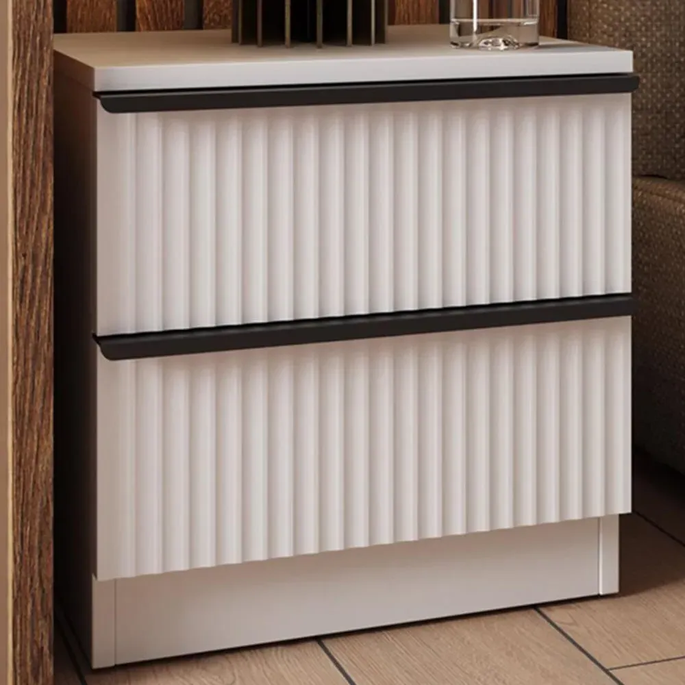 Lania 2 Drawer Scalloped Bedside Chest - White image