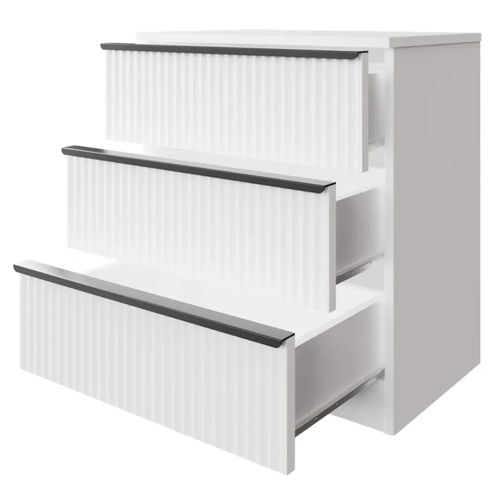 Lania 3 Drawer Scalloped Chest of Drawers - White