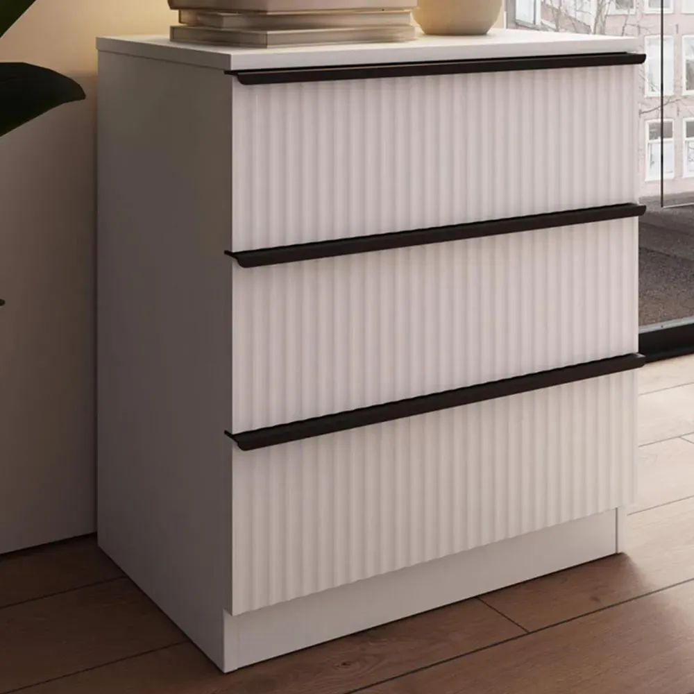 Lania 3 Drawer Scalloped Chest of Drawers - White