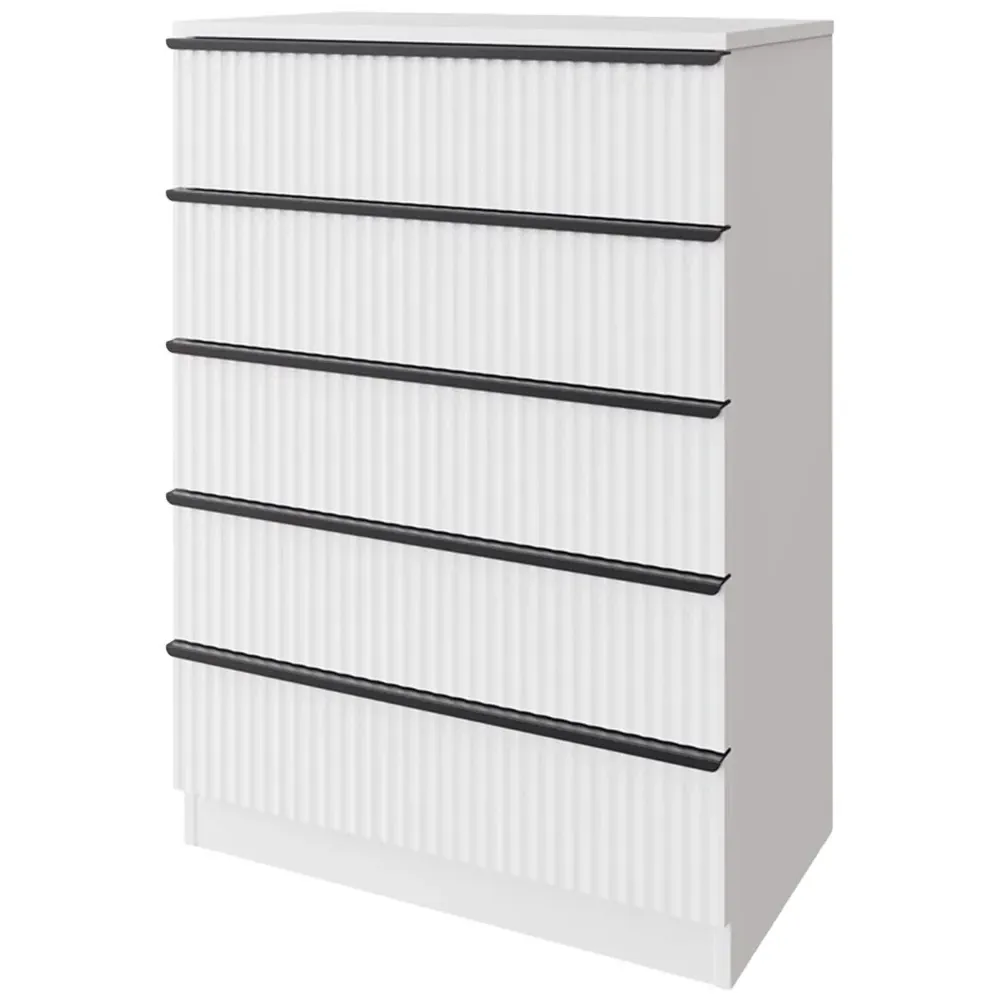 Lania 5 Drawer Scalloped Chest of Drawers - White