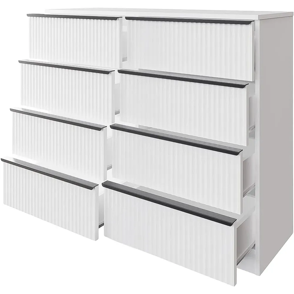 Lania 8 Drawer Scalloped Chest of Drawers - White