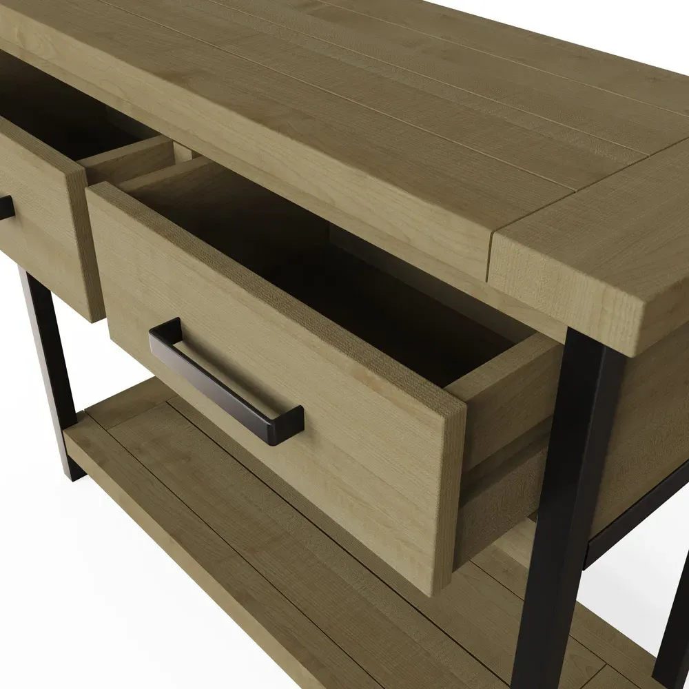 Lowry Console Hall Table - Brown, Reclaimed Pine