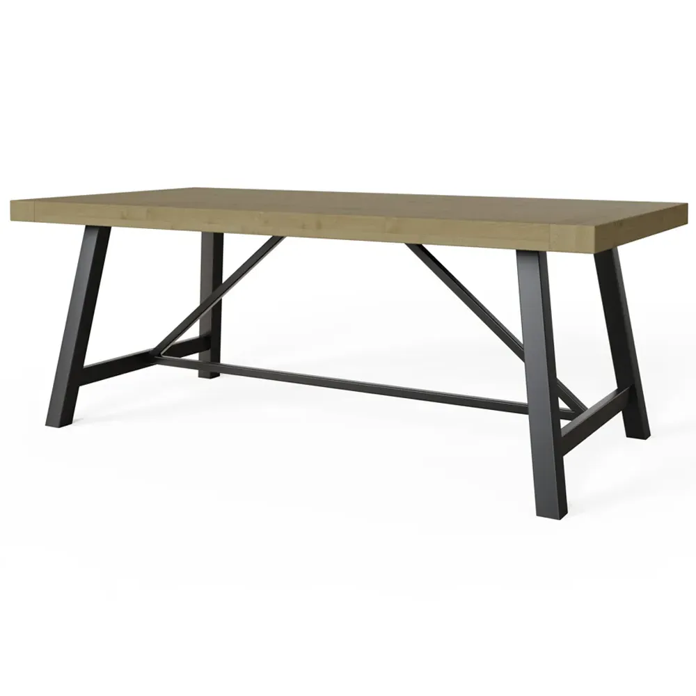 Lowry Industrial Dining Table 2m - Brown, Pine