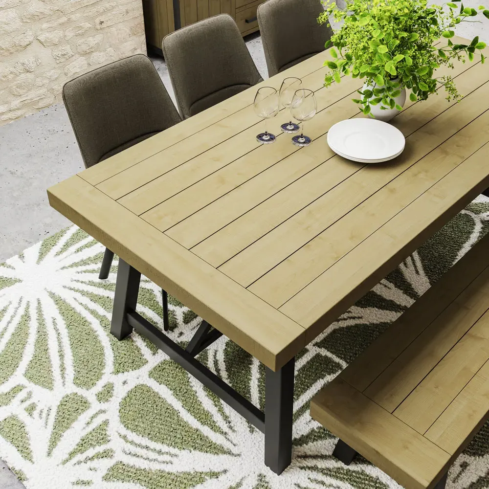 Lowry Industrial Dining Table 2m - Brown, Pine