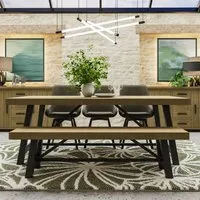 Lowry Industrial Dining Table 2m - Brown, Pine