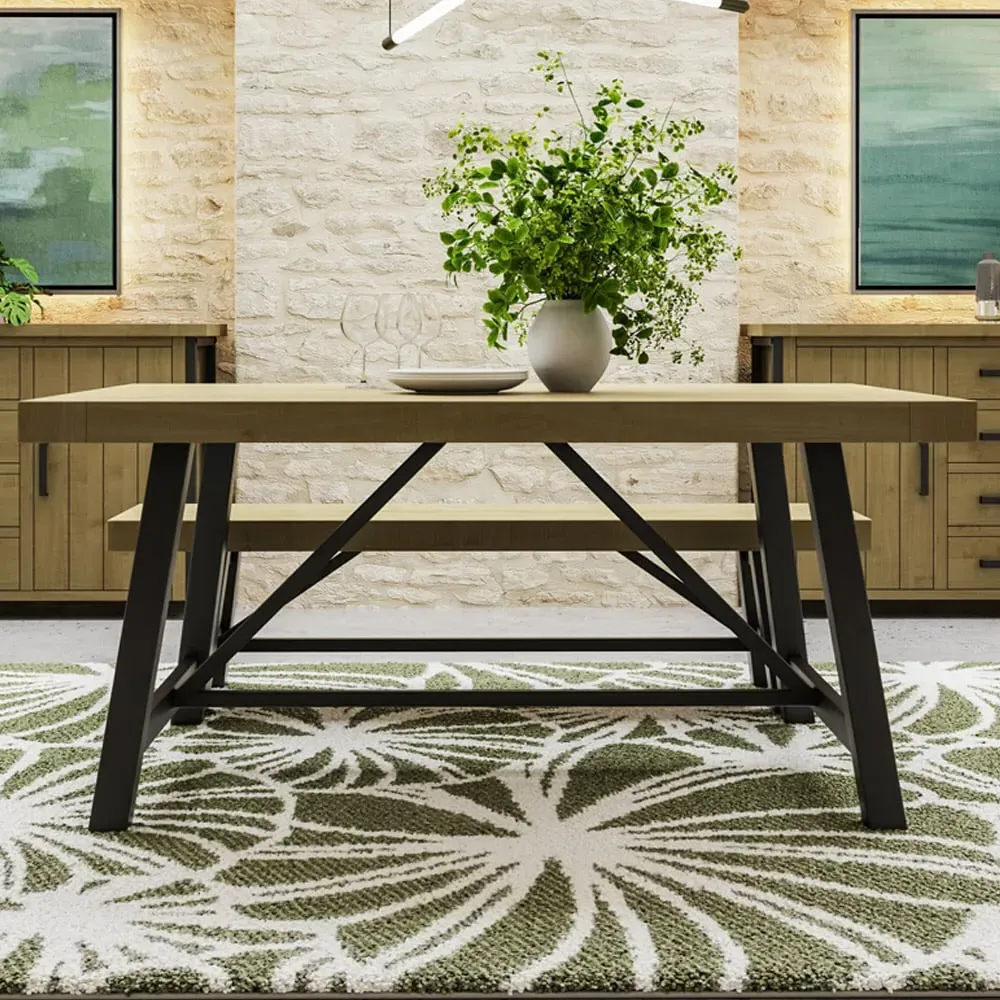 Lowry Industrial Dining Table - Brown, Pine image