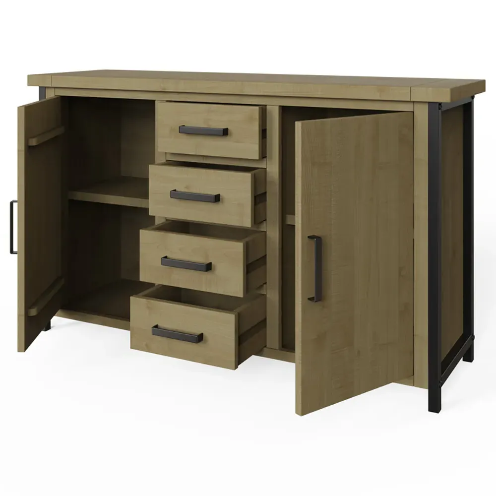 Lowry Large Sideboard - Brown, Reclaimed Pine