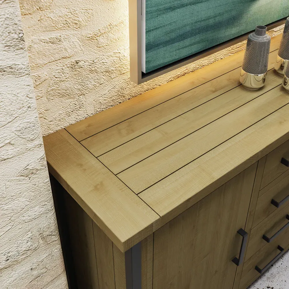 Lowry Large Sideboard - Brown, Reclaimed Pine