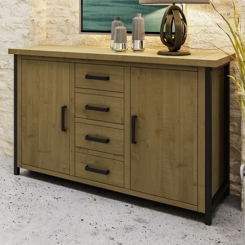 Lowry Large Sideboard - Brown, Reclaimed Pine