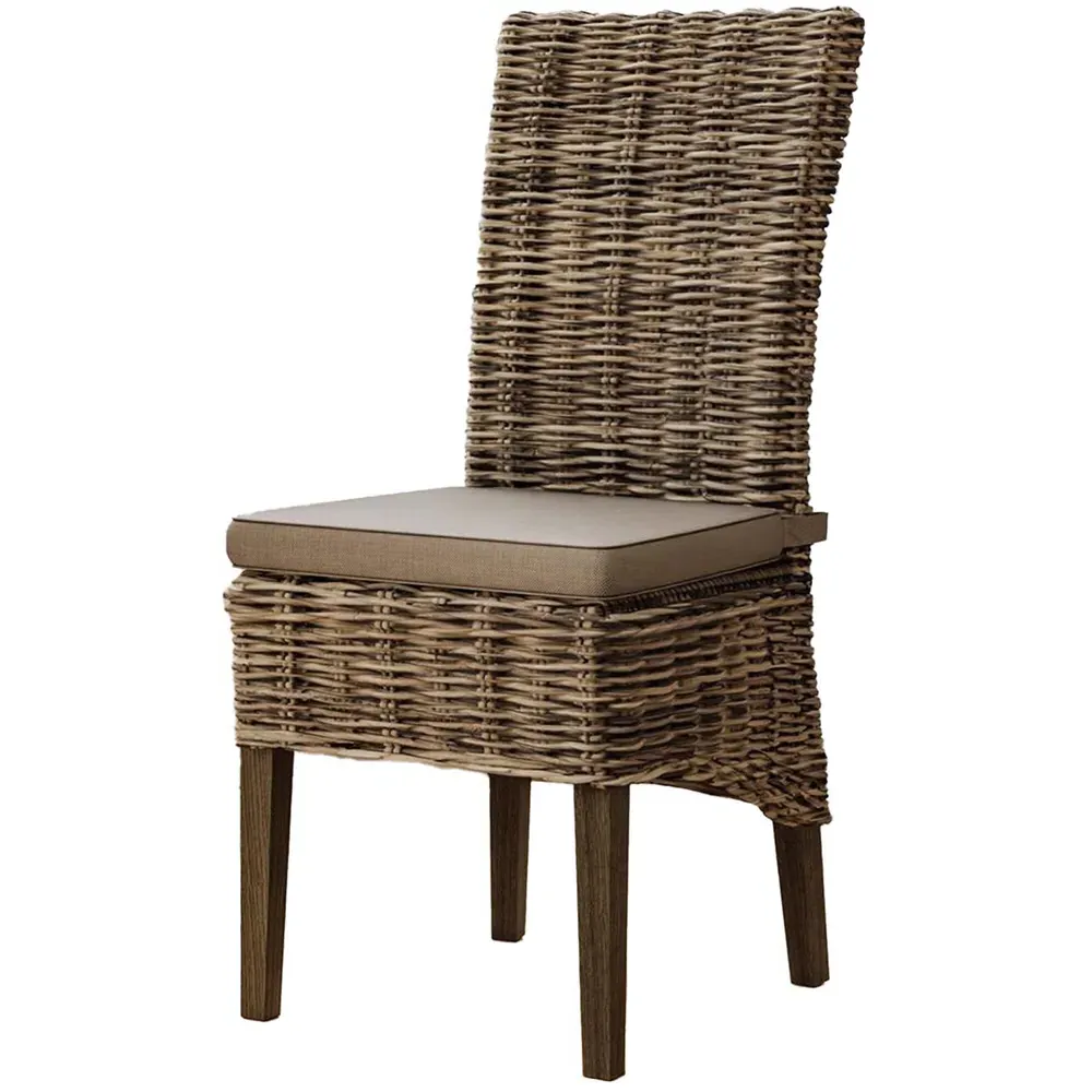 Maya Set of 2 Kubu Rattan Dining Chairs - Brown, Pine