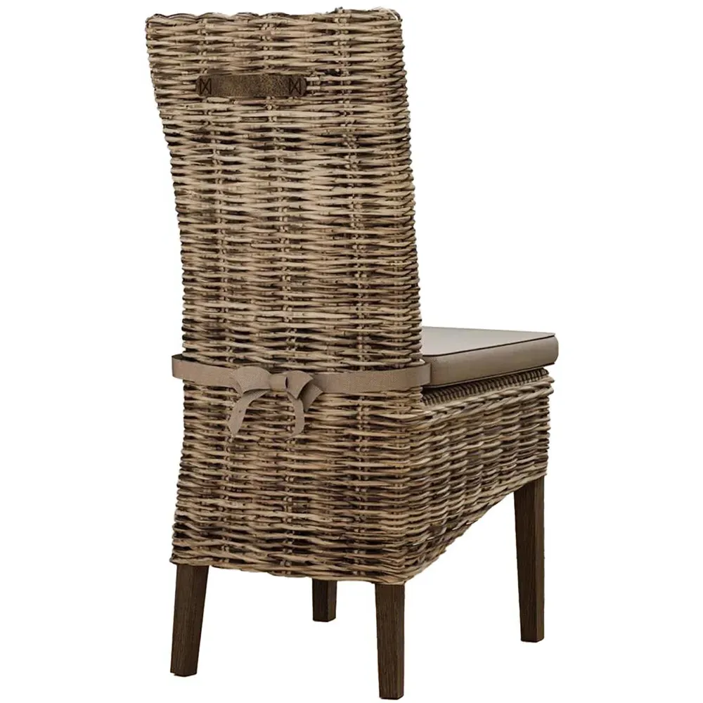 Maya Set of 2 Kubu Rattan Dining Chairs - Brown, Pine
