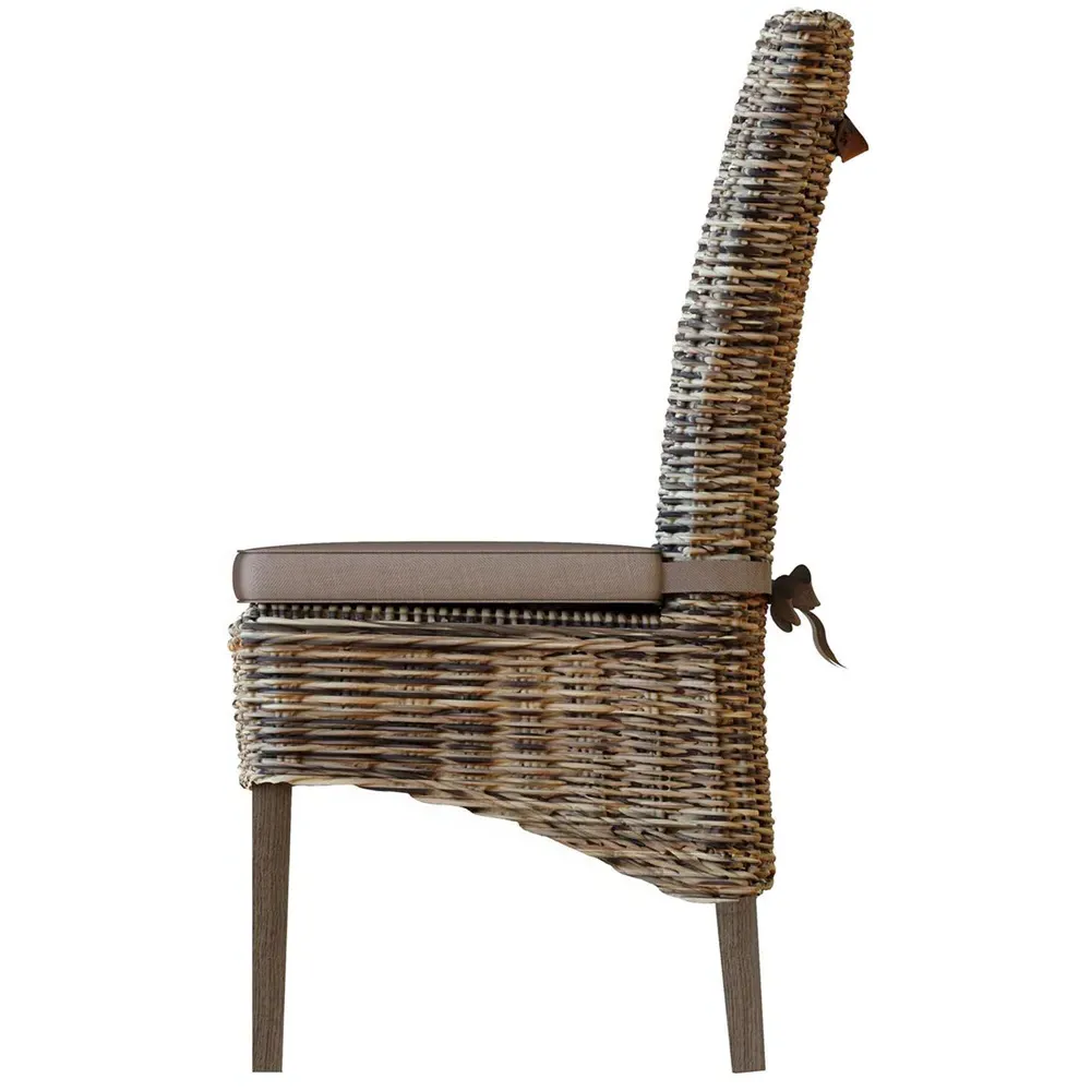 Maya Set of 2 Kubu Rattan Dining Chairs - Brown, Pine