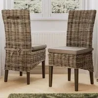Maya Set of 2 Kubu Rattan Dining Chairs - Brown, Pine