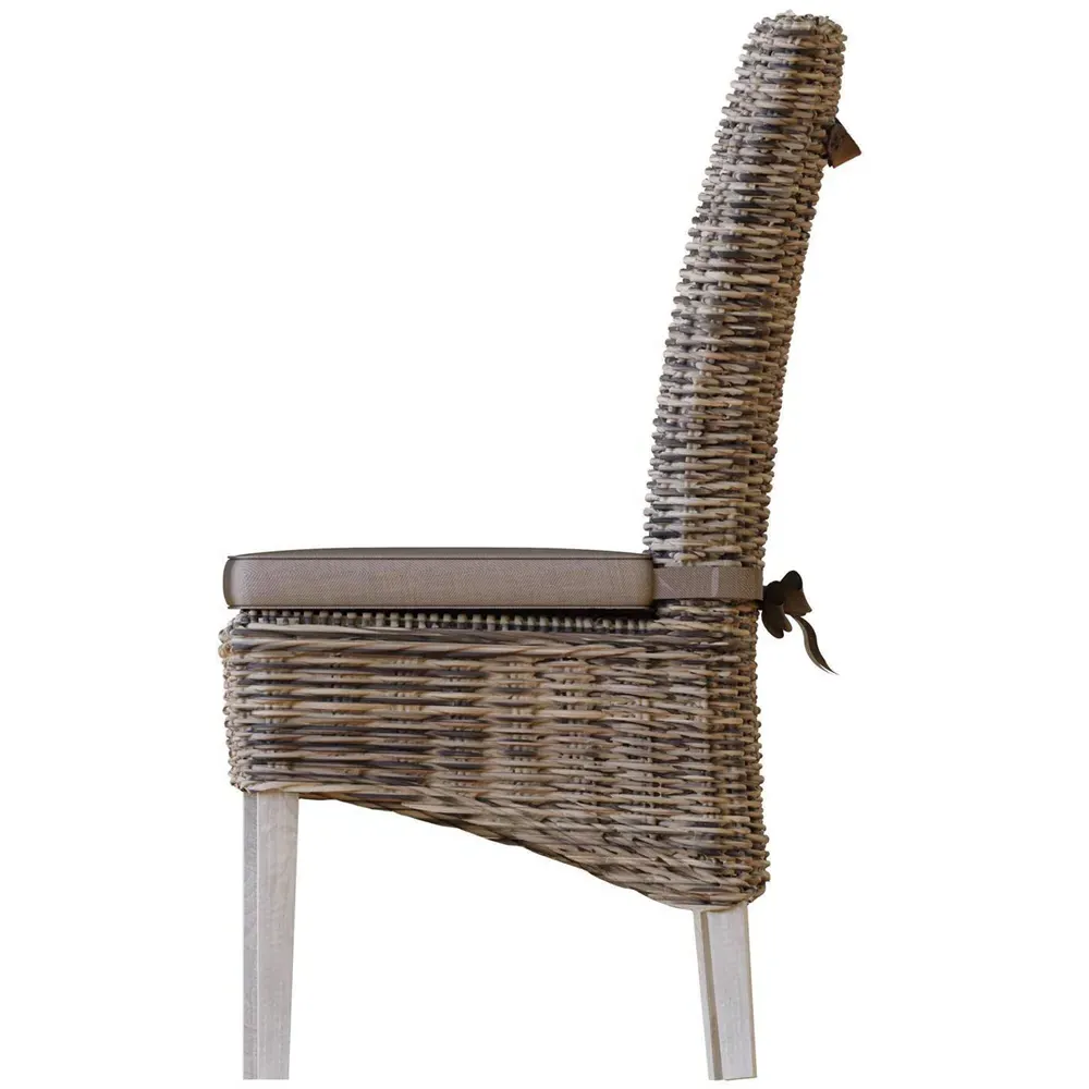 Maya Set of 2 Kubu Rattan Dining Chairs - Grey, Pine