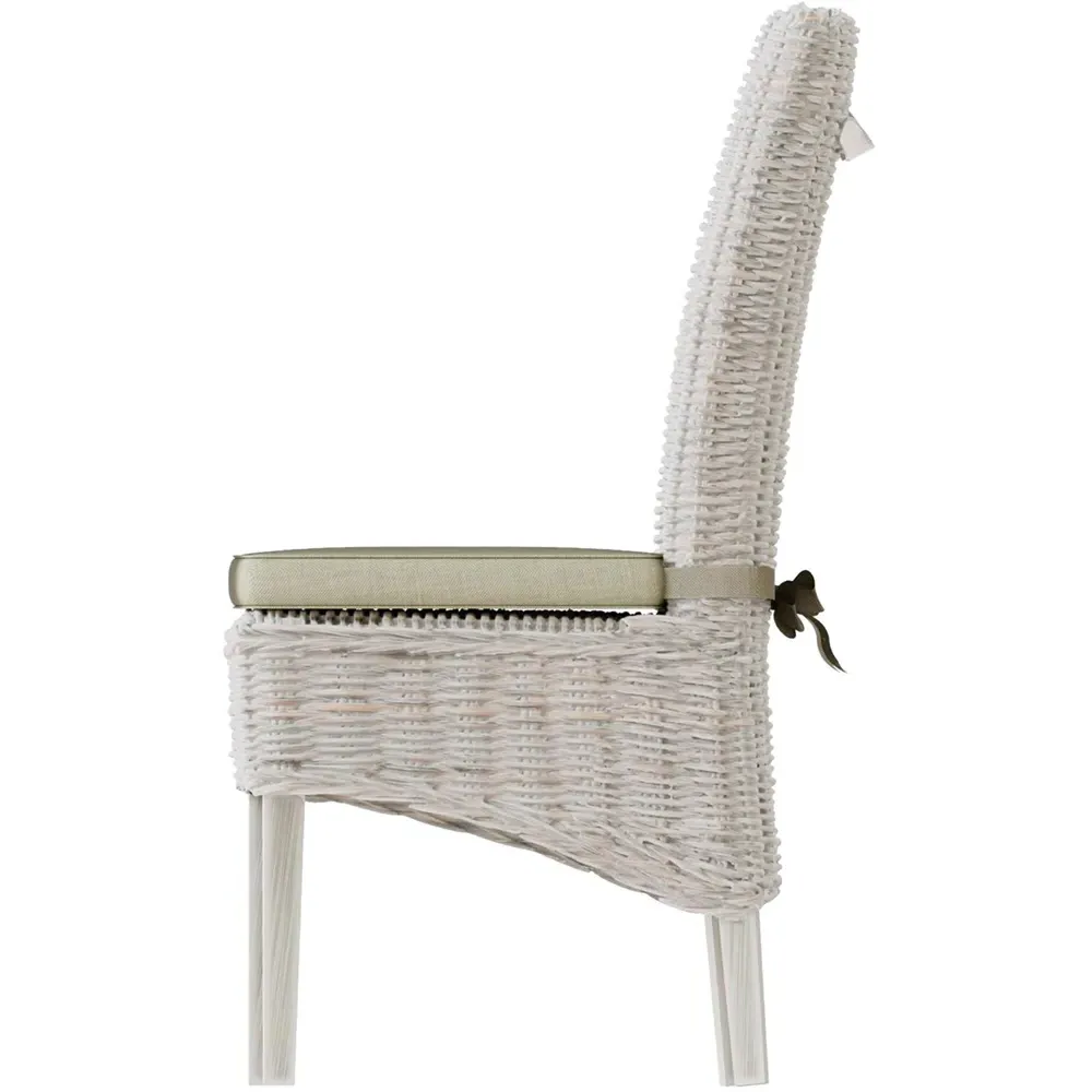 Maya Set of 2 Kubu Rattan Dining Chairs - White, Pine