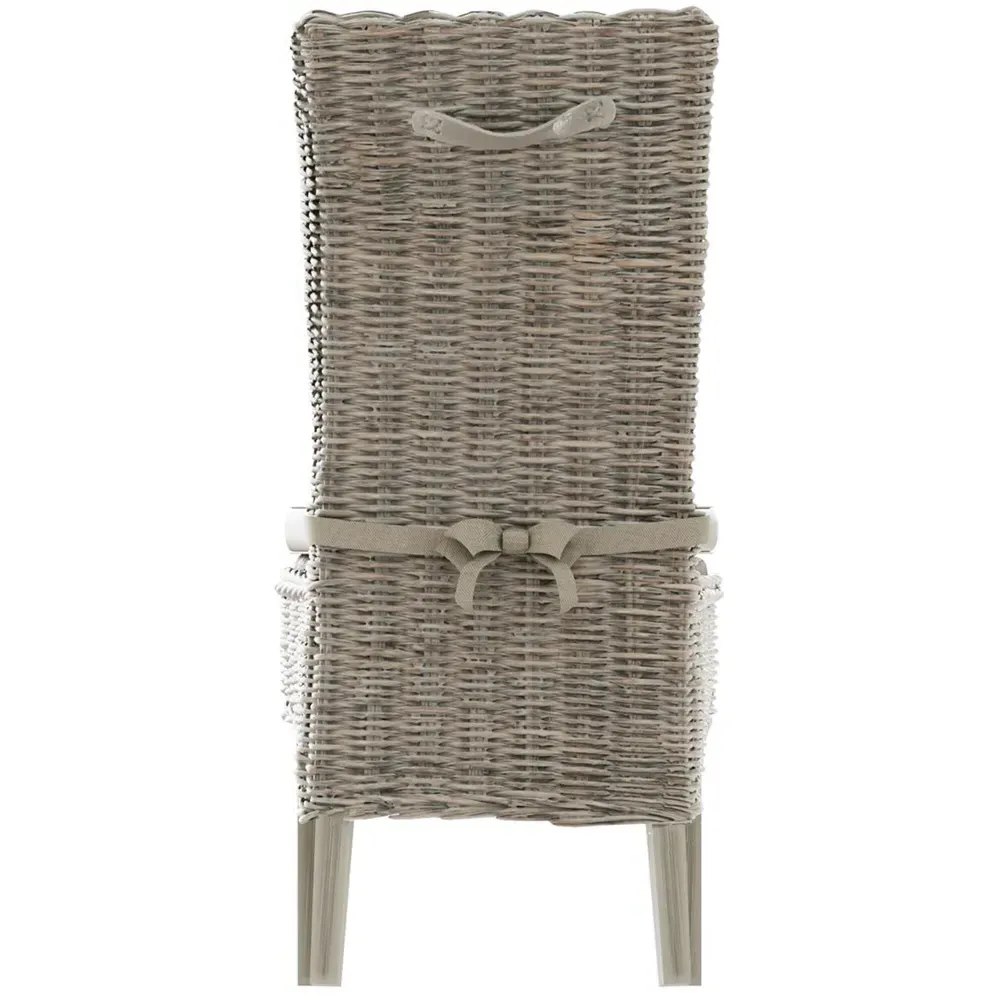 Maya Set of 2 Kubu Rattan Dining Chairs - White, Pine