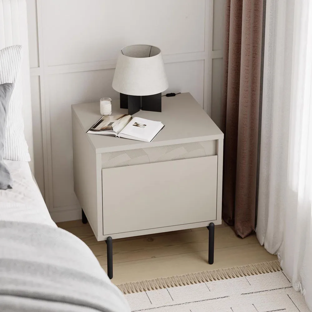 Mott Single Drawer Bedside Table - Sandstone