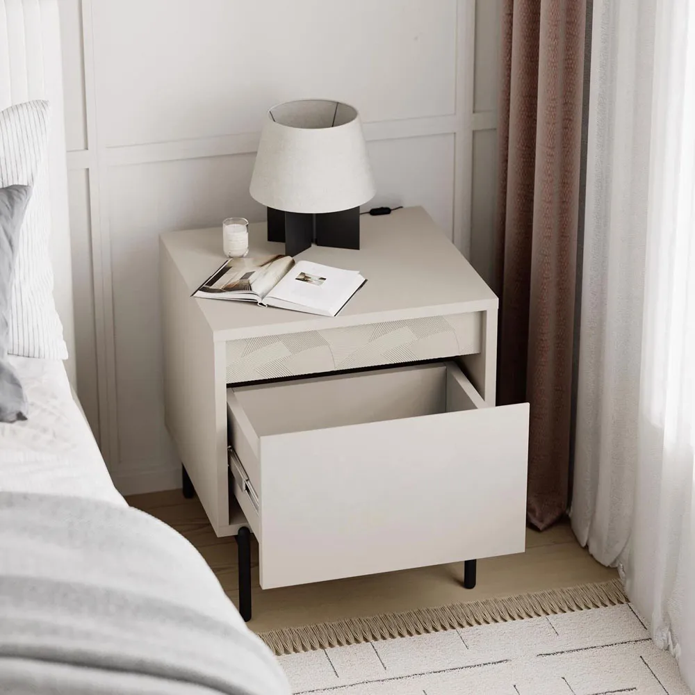 Mott Single Drawer Bedside Table - Sandstone