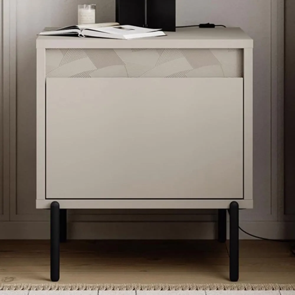Mott Single Drawer Bedside Table - Sandstone image