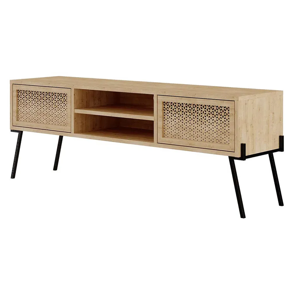 Naive 2 Door Wide TV Unit with Storage - Sapphire Oak