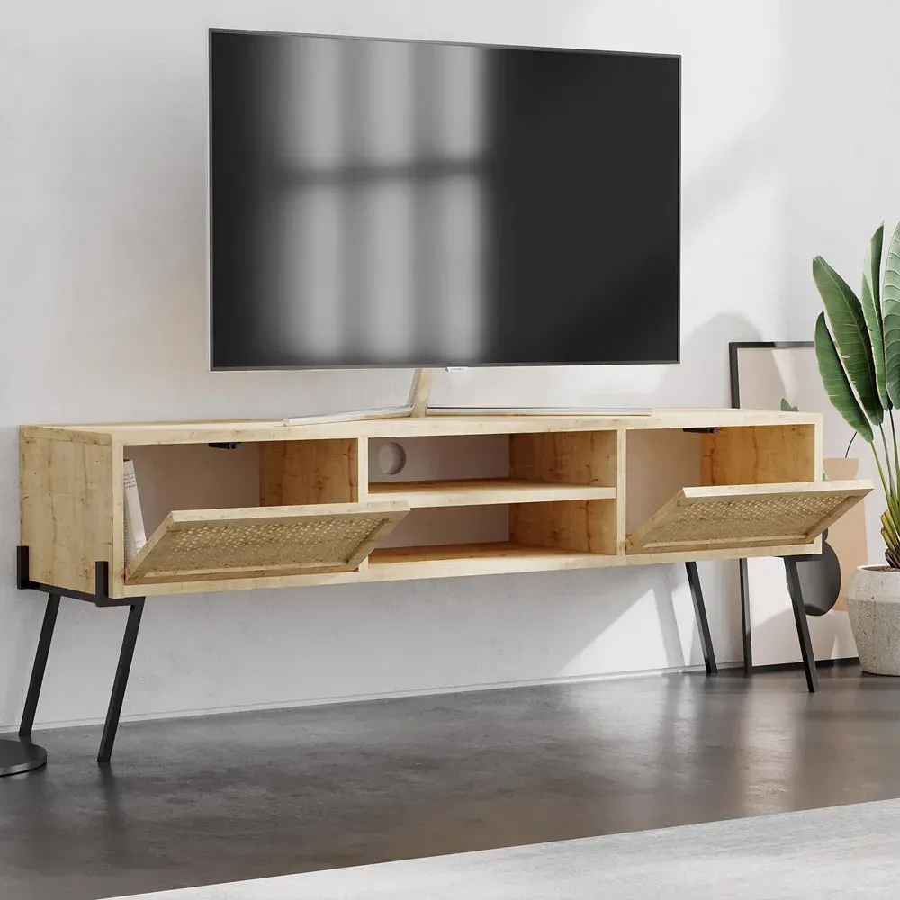 Naive 2 Door Wide TV Unit with Storage - Sapphire Oak