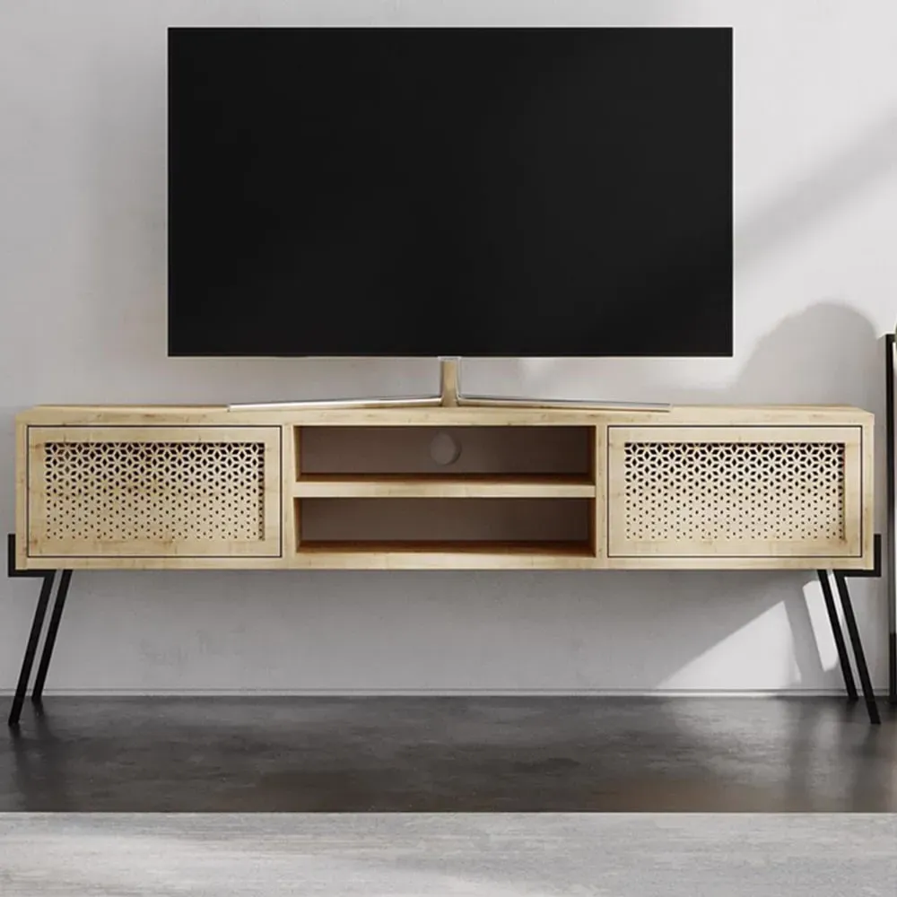 Naive 2 Door Wide TV Unit with Storage - Sapphire Oak image