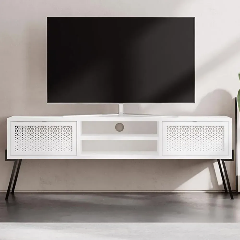 Naive 2 Door Wide TV Unit with Storage - White