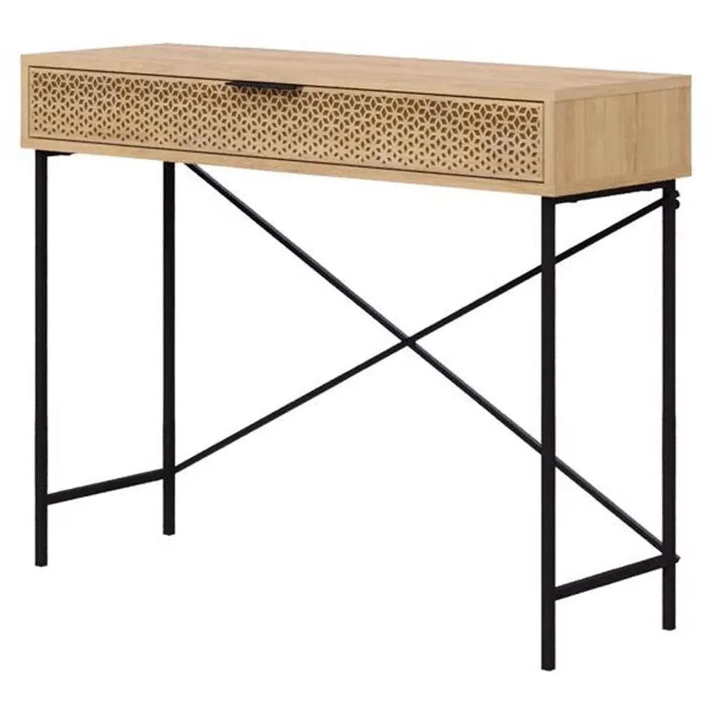 Naive Single Drawer Wide Console Table - Brown, Sapphire Oak