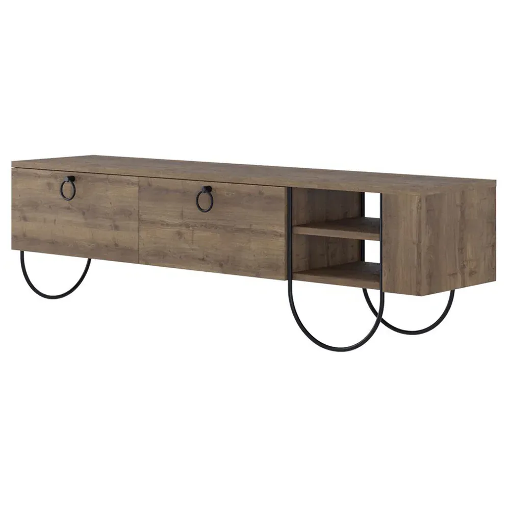 Norfolk 2 Door Wide TV Unit with Storage - Brown